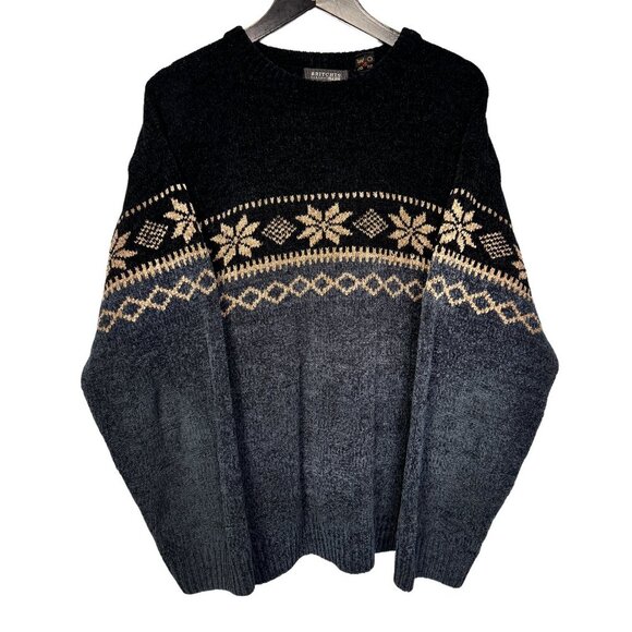 Vintage Black and Cream Crewneck Grandpa Sweater - Picture 1 of 5